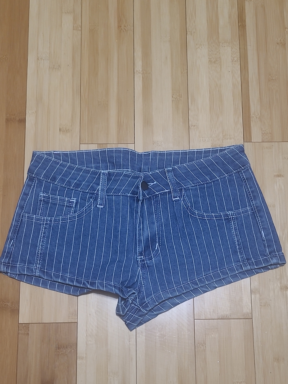 Striped Denim-Look Women's Shorts in Blue
